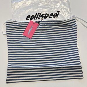 Edikted Blue and White Striped Crop Top
